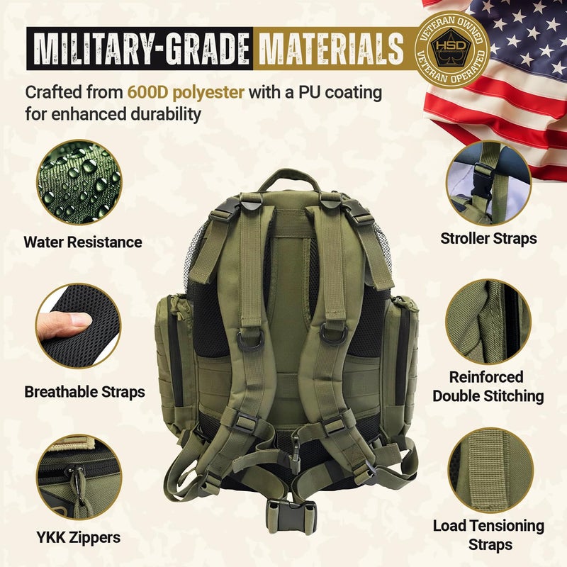 HighSpeedDaddy Ranger Green Diaper Bag Backpack, Unisex, 20-Inch - Image 4